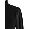imageCHICWISH Womens Mock Neck Satin Spliced Bubble Sleeves Knit TopBubble Sleevesblack