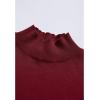 imageCHICWISH Womens Mock Neck Satin Spliced Bubble Sleeves Knit TopBubble Sleevesburgundy