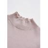 imageCHICWISH Womens Mock Neck Satin Spliced Bubble Sleeves Knit TopBubble Sleevesmauve