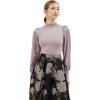 imageCHICWISH Womens Mock Neck Satin Spliced Bubble Sleeves Knit TopBubble Sleevesmauve