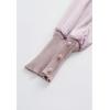 imageCHICWISH Womens Mock Neck Satin Spliced Bubble Sleeves Knit TopBubble Sleevesmauve