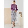 imageCHICWISH Womens Mock Neck Satin Spliced Bubble Sleeves Knit TopBubble Sleevesviolet