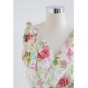 imageCHICWISH Womens Vivid Flower Embroidered VNeck TieStrap Wrapped Cami TopVivid Flower