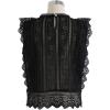 imageCHICWISH Womens WhiteBlack Crochet Trim Full Lace Crochet Round Neck Sleeveless Crop TopCrochet Trimblack
