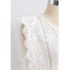 imageCHICWISH Womens WhiteBlack Crochet Trim Full Lace Crochet Round Neck Sleeveless Crop TopCrochet Trimwhite