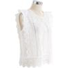 imageCHICWISH Womens WhiteBlack Crochet Trim Full Lace Crochet Round Neck Sleeveless Crop TopCrochet Trimwhite