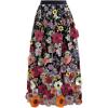 imageCHICWISH Women 3D Floral Applique Embroidery Maxi Skirt Elastic High Waist ALine Garden Party Mesh Tulle SkirtBlack