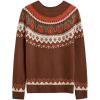 imageCHICWISH Women Pumpkin Print Long Sleeves Knit Sweater Crewneck Casual Pullover Tops Fall Halloween Party SweatershirtBrown