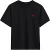 imageCHICWISH Women Summer Short Sleeve Top Heart Pattern Crewneck TShirts Loose Fit Casual Cotton Tunic Tops TeesBlack