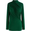 imageCHICWISH Womens Mock Neck Ruched Long Sleeves Knit TopMock Neckdark Green