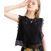imageCHICWISH Womens WhiteBlack Crochet Trim Full Lace Crochet Round Neck Sleeveless Crop TopCrochet Trimblack