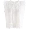 imageCHICWISH Womens WhiteBlack Crochet Trim Full Lace Crochet Round Neck Sleeveless Crop TopCrochet Trimwhite