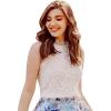 imageCHICWISH Womens WhiteBlack Diva Full Lace Crochet Round Neck Sleeveless Crop TopWhite