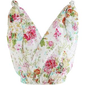 imageCHICWISH Womens Vivid Flower Embroidered VNeck TieStrap Wrapped Cami TopVivid Flower