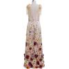 imageCHICWISH Women 3D Floral Applique Maxi Dress Shoulder Tie Strap Square Neck Elegant Party Long Mesh Tulle DressApricot
