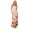 imageCHICWISH Women 3D Floral Applique Maxi Dress Shoulder Tie Strap Square Neck Elegant Party Long Mesh Tulle DressApricot