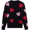 imageCHICWISH Women Pullover Sweater Heart Pattern Knit Sweaters Casual Cute Crewneck Long Sleeve Chunky Valentines TopsBlack