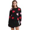 imageCHICWISH Women Pullover Sweater Heart Pattern Knit Sweaters Casual Cute Crewneck Long Sleeve Chunky Valentines TopsBlack