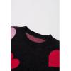 imageCHICWISH Women Pullover Sweater Heart Pattern Knit Sweaters Casual Cute Crewneck Long Sleeve Chunky Valentines TopsBlack