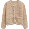 imageCHICWISH Women Waffle Knit Sweater Cardigan Open Front Button Crop Cardigan Long Sleeve Fall Casual Coat with PocketsApricot