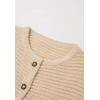 imageCHICWISH Women Waffle Knit Sweater Cardigan Open Front Button Crop Cardigan Long Sleeve Fall Casual Coat with PocketsApricot