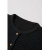 imageCHICWISH Women Waffle Knit Sweater Cardigan Open Front Button Crop Cardigan Long Sleeve Fall Casual Coat with PocketsBlack