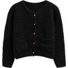 imageCHICWISH Women Waffle Knit Sweater Cardigan Open Front Button Crop Cardigan Long Sleeve Fall Casual Coat with PocketsBlack