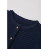 imageCHICWISH Women Waffle Knit Sweater Cardigan Open Front Button Crop Cardigan Long Sleeve Fall Casual Coat with PocketsNavy