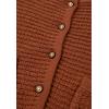 imageCHICWISH Women Waffle Knit Sweater Cardigan Open Front Button Crop Cardigan Long Sleeve Fall Casual Coat with PocketsPumpkin