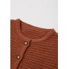 imageCHICWISH Women Waffle Knit Sweater Cardigan Open Front Button Crop Cardigan Long Sleeve Fall Casual Coat with PocketsPumpkin