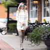 imageCHICWISH Womens Classy Light Tan Open Front Knit Coat and Grid Turtleneck Sweater Dress Size XL