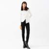 imageCHICWISH Womens Comfy Casual BlackWhiteLight Tan Zipper Up Ribbed Soft Knit Top Sweater PulloverWhite
