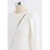 imageCHICWISH Womens Comfy Casual BlackWhiteLight Tan Zipper Up Ribbed Soft Knit Top Sweater PulloverWhite