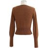 imageCHICWISH Womens Comfy Casual Caramel Mesh Overlay Long Sleeve Wrap Crop Knit TopCaramel