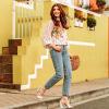 imageCHICWISH Womens Fancy in Gardens Rose Printed Floral Chiffon Top with Bubble SleeveWhite