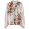 imageCHICWISH Womens Fancy in Gardens Rose Printed Floral Chiffon Top with Bubble SleeveWhite