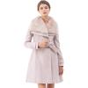 imageCHICWISH Womens Pink Faux Fur Wide Lapel Turn Down Shawl Collar Open Front Long Sleeve Wool Blend CoatPink