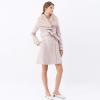 imageCHICWISH Womens Pink Faux Fur Wide Lapel Turn Down Shawl Collar Open Front Long Sleeve Wool Blend CoatPink