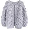 imageCHICWISH Womens Soft Heart Shape Balls Hand Knit Open Front Hot PinkIvoryLavenderPinkArmy GreenWine CardiganLavender