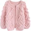 imageCHICWISH Womens Soft Heart Shape Balls Hand Knit Open Front Hot PinkIvoryLavenderPinkArmy GreenWine CardiganPink