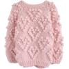 imageCHICWISH Womens Soft Heart Shape Balls Hand Knit Open Front Hot PinkIvoryLavenderPinkArmy GreenWine CardiganPink