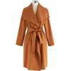 imageCHICWISH Womens Wide Lapel Open Front Long Sleeve SandWineBlackGrey Wool Blend Trench CoatPumpkin