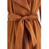 imageCHICWISH Womens Wide Lapel Open Front Long Sleeve SandWineBlackGrey Wool Blend Trench CoatPumpkin