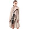 imageCHICWISH Womens Wide Lapel Open Front Long Sleeve SandWineBlackGrey Wool Blend Trench CoatSand