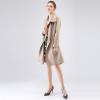 imageCHICWISH Womens Wide Lapel Open Front Long Sleeve SandWineBlackGrey Wool Blend Trench CoatSand