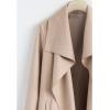 imageCHICWISH Womens Wide Lapel Open Front Long Sleeve SandWineBlackGrey Wool Blend Trench CoatSand