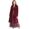 imageCHICWISH Womens Wide Lapel Open Front Long Sleeve SandWineBlackGrey Wool Blend Trench CoatWine
