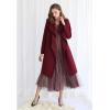 imageCHICWISH Womens Wide Lapel Open Front Long Sleeve SandWineBlackGrey Wool Blend Trench CoatWine