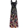 imageCHICWISH Women 3D Floral Applique Maxi Dress Shoulder Tie Strap Square Neck Elegant Party Long Mesh Tulle DressBlack