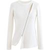 imageCHICWISH Womens Comfy Casual BlackWhiteLight Tan Zipper Up Ribbed Soft Knit Top Sweater PulloverWhite